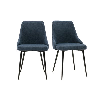 Chaises design en tissu effet velours texturé terre brûlée et métal noir (lot de 2) CULT MILIBOO