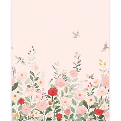 Papier peint panoramique fleurs et oiseaux ALYSSE LILIPINSO