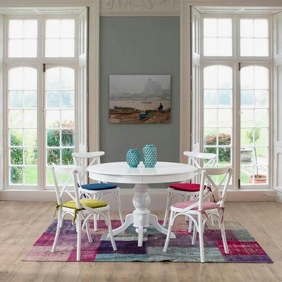 Ensemble salle à manger blanc - 4 chaises multicolores TENA PIER IMPORT