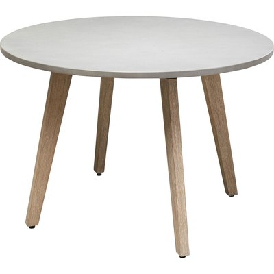 Table de jardin ronde en ciment et acacia, MAHALO KARE DESIGN