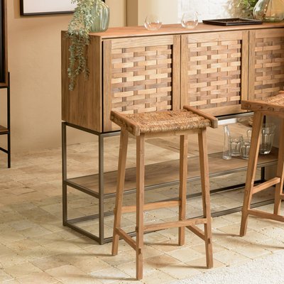 Tabouret haut de bar en chanvre naturel SWING PIER IMPORT