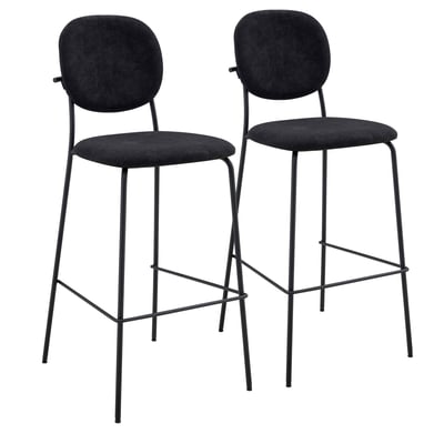 Lot de 2 chaises hautes en acier et tissu, LYA OVIALA