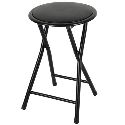Tabouret pliable métal et assise PVC noir 30x30x45cm WADIGA