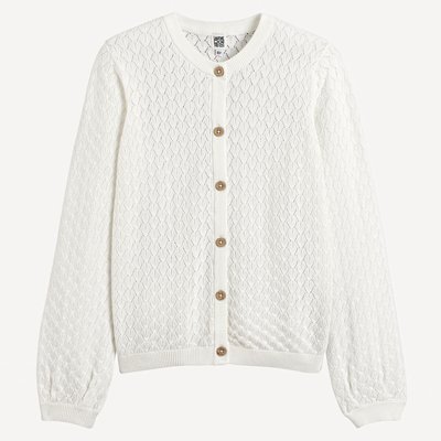 Cardigan girocollo in maglia fantasia traforata LA REDOUTE COLLECTIONS