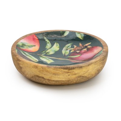 Small Pomegranate Green Round Dish in Mango Wood SO'HOME