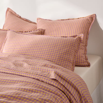 Funda de almohada de lino lavado, Acélie lavanda/ocre LA REDOUTE INTERIEURS