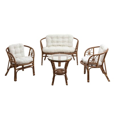 Salon de jardin en rotin et tissu RATTAN MADE IN MEUBLES 