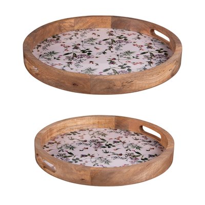 Set de 2 plateaux ronds   35 et 40 cm-CHAMPÊTRE TABLE PASSION