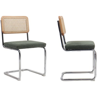 Lot de 2 chaises en cannage et velours côtelé - MUSE HOMIFAB