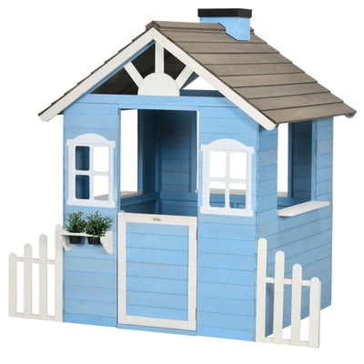 Maisonnette pour enfants Bois de sapin Bleu OUTSUNNY