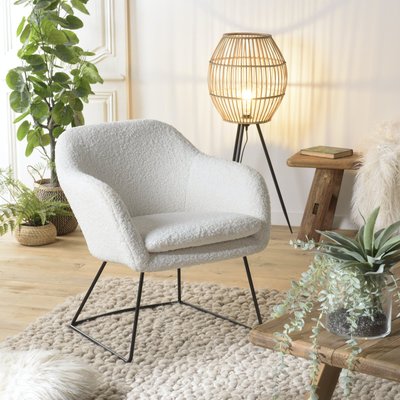 Fauteuil blanc contemporain en tissu bouclette TIM PIER IMPORT