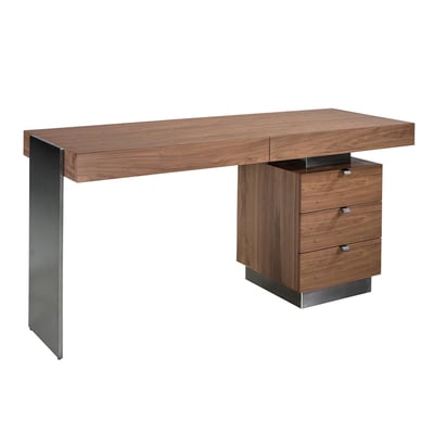 Bureau en noyer et acier poli foncé ANGEL CERDA