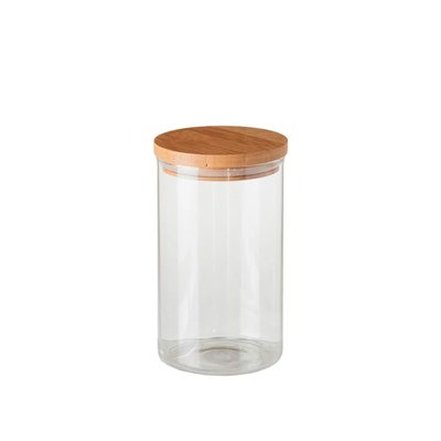 Bocal Cuisine en Verre avec Bouchon Bambou - Hauteur 17cm WADIGA