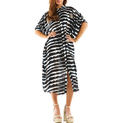 Robe tunique longue manches courtes avec broderies et fil textile AARON WILD