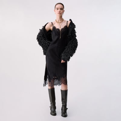Robe midi en satin et dentelle LIU JO