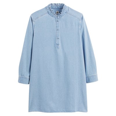 Denim Mini Dress with Ruffled Collar LA REDOUTE COLLECTIONS
