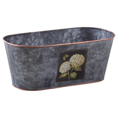 Corbeille ovale en métal patiné gris Hortensia AUBRY GASPARD