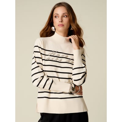 Pull avec broderie lettering bijou OLTRE