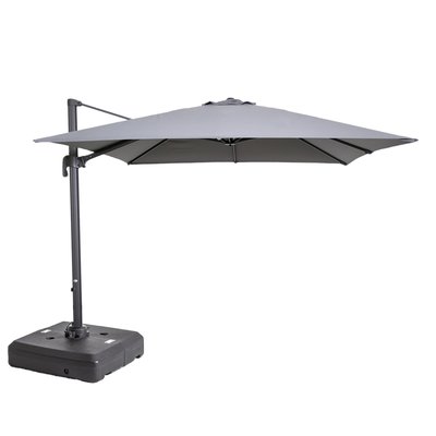 Parasol déporté carré 3 x 3m et dalle à lester sur roues, MALAGA OVIALA