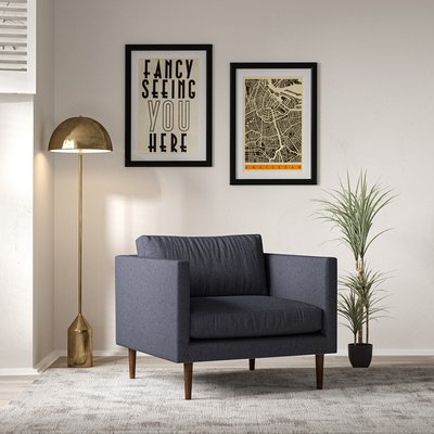 Gabriela Modern Soft Brushed Armchair with Dark Wood Legs & Feather Fillings SO'HOME