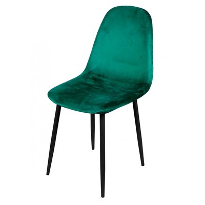 Chaise en velours vert pieds en métal noir - 44x53x88cm WADIGA