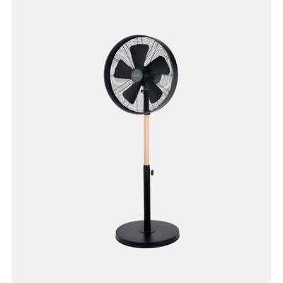 Ventilateur Sur Pied Bois Et Métal - 50w - 40 Cm - Noir EUREM