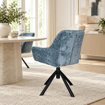 Fauteuil de table pivotant tissu bleu (lot de 2) IENA PIER IMPORT