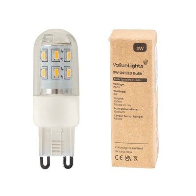 Set of 3 High Power 3W G9 LED Bulbs in Warm White MINISUN