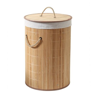Panier à linge rond en bambou 60L - H50 cm CALICOSY