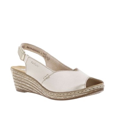 Sandales cuir enduit talon compensé RIEKER
