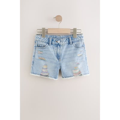 Short vieilli à bords effrangés 100 % coton NEXT