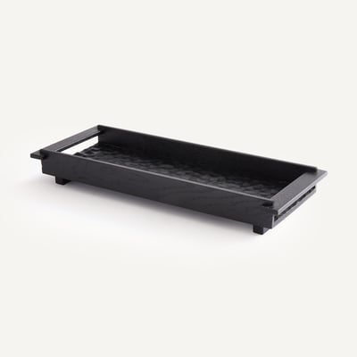Rechthoekig dienblad in gegutst massief eiken, 18 cm diep, AZAEL AM.PM