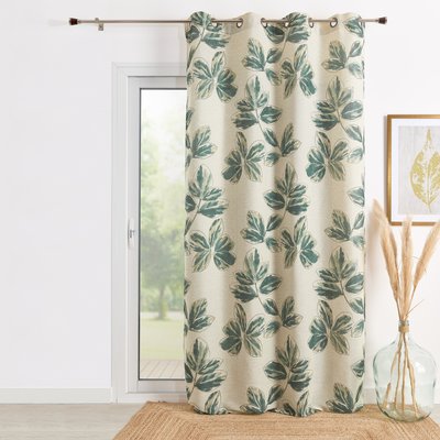 Rideau imprimé feuillage en tissu poly-lin HOME MAISON