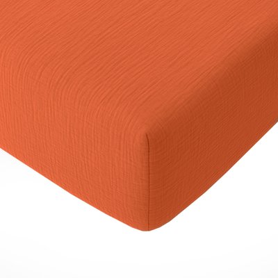 Drap housse gaze de coton lavé bonnet 30 cm uni, Pur BATON ROUGE