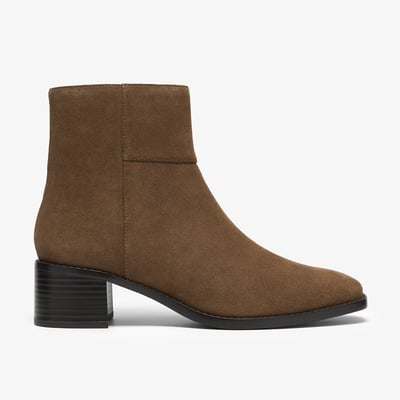 Botins em pele camurça, salto baixo, WRENN TOP CLARKS