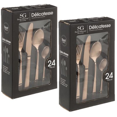 Lot de 2 Ménagères en Acier Inoxydable - 48 Couverts TOILINUX