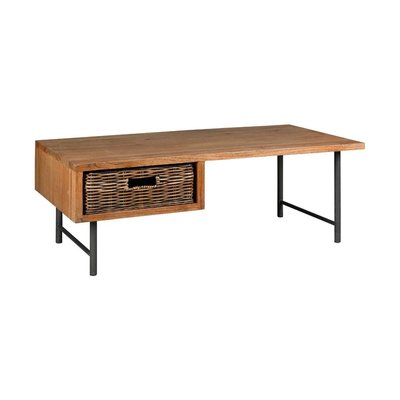 Table basse en bois, métal et tiroir rotin AUBRY GASPARD