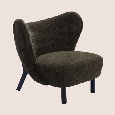 Fauteuil crapaud pieds métal et velours - GASPARD HELLIN, DEPUIS 1862