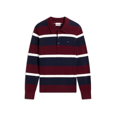 Pull col polo en coton et cachemire TOMMY HILFIGER