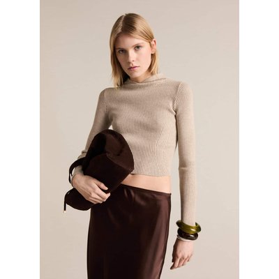 Pull-over maille côtelée capuche MANGO