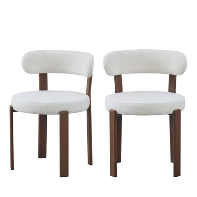 Lot de 2 chaises en tissu bouclette piètement effet bois foncé- IZZY DRAWER