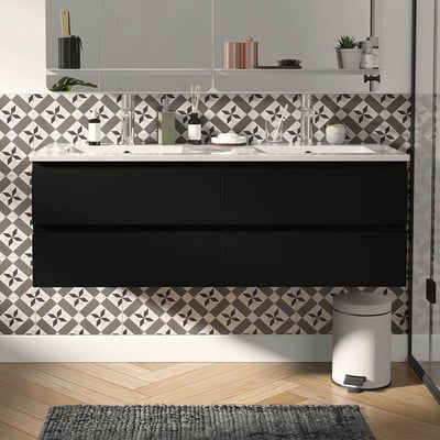 Ensemble double vasque 120cm avec plan céramique et robinets SORRENTO MOB IN