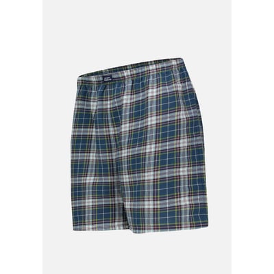 Caleçon mi-long à motif tartan bleu canard en coton Jacob LE SLIP FRANCAIS