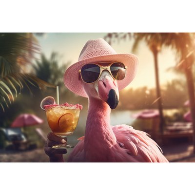 Tableau Mural Flamant Rose Chic Avec Cocktail INSOLITE CEANOTHE