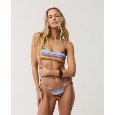 Bas de maillot de bain échancré taille haute rayé RETRO RIP CURL