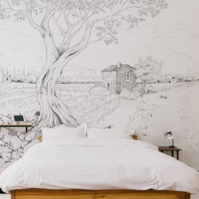 Papier peint Promenade dans les vignes, Gris 150 x 250cm ACTE DECO