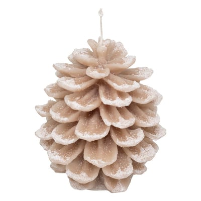 Bougie pomme de pin avec neige 15,5 cm 560 gr ATMOSPHERA