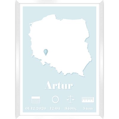 Tableau en bois vertical, Map baby RECOLLECTION