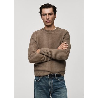Pull-over maille côtelée laine mélangée MANGO MAN