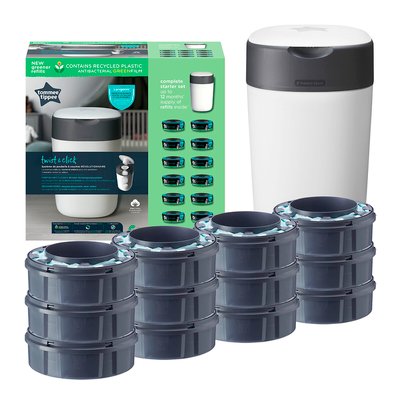 Kit Poubelle à couches Twist et Click 12 recharges TOMMEE TIPPEE